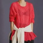 Anthropologie  ANTHRO Posey Stitchy Distressed Sweater Neon Pink Oversized WOOL Photo 4
