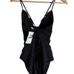 BECCA by Rebecca virtue Becca Delilah Clare Plunge One-Piece Swimsuit Black Embroidered Size Large Photo 13