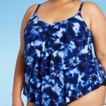 Aqua Green Women's Plus Size Tiered Tie Dye Tankini Top - Size: 18W Photo 0