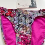 Quintsoul Floral Print Low Rise Retro Ruched Hips NWT Small Blue Hue Lined Pink Photo 1