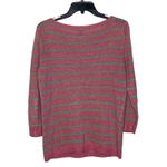 Talbots ‎ Petites Sweater Size SP Pink Green Striped 100% Linen Womens Photo 7