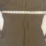 Women's Sage Green Knit Bodycon Dress Size L Long Sleeve V Photo 10