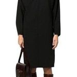 By Malene Birger Elvina Black Midi Dress Size 40 Long Sleeve V Photo 0