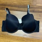 Luvlette Black Rhinestone Strap Padded Underwire Bra Size 38DD‎ Underwire Lined Photo 0