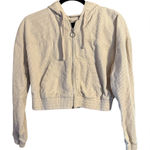 Hollister  Women’s Corduroy Zip Up Hoodie Jacket Cream Beige 100% Cotton Size S Photo 0