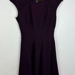 Eliza J Fit Flare Mini Dress Women 8 Plum Cap Sleeve Cocktail Quiet Luxury Chic Photo 0