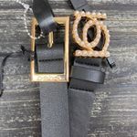 Bebe Set of 2 Black Faux Leather Rhinestone Trim Belts 1X NEW Photo 2