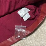 TCEC NWT Medium Vegan Faux Leather crop top balloon sleeves  dark red lined Photo 3