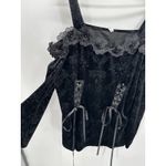 Rosegal Top 2X Black Velour Floral Tie Whimsigoth Renaissance Witch Cosplay Photo 2