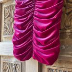 ZARA Pink Velvet Draped Ruched Mini Skirt Fuchsia Stretch Velour Size S Photo 4