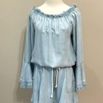 Ramy Brook Chambray Romper Esie Off The Shoulder Sz S Shortall Light Blue Retro Photo 1