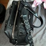 Olivia Harris Black Leather Duffel Bag with Modern Chain Photo 1