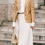 Joie NWT  Leather Faux Tan Beige Blazer Coat Jacket Blogger Pinterest Fav Cream Photo 2