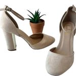 Lulus Ankle Strap Block Heels Womens Shoes Size 9 Blush Pink Gold Faux Suede Photo 0