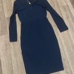 Moyabo nwt button down longsleeve midi dress blue pocket Size M Photo 0