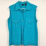 Erika Womens L Cotton Sleeveless Button Blouse Summer Hippie Boho Festival Photo 0