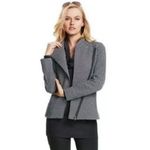 CAbi Gray Quilted Asymmetrical Zip Moto Jacket Modern Chic Casual Outerwear Photo 1