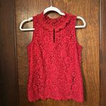 J.Crew Red Lace Ruffle Neck Sleeveless Keyhole Blouse Size XS Photo 1