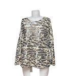ZARA Top Special Edition Leopard Cheetah Print Sequin Blouse Shirt Size Medium Photo 2