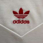 Adidas Originals Polo T-shirt Short Sleeve Quarter Zip Cream Red Blue XS Photo 5