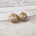 Vintage Earrings for Pierced Ears Five Sided Gold Tone Statement Photo 2