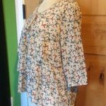 Urban Outfitters ELF SACK Beige Multi Bows Hearts Print Ruffled 3/4-Sleeve Blouse Top $70 NWT XL like M - L Photo 2