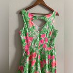 Lilly Pulitzer  Freja Fit & Flare Mini Dress Pink Green Floral Side Pockets 12 Photo 3