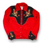 Tiara International Vintage  Western Cardigan Cowboy Boot Knit Sweater Medium Photo 0