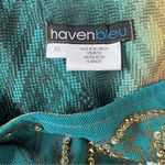 Vintage Havenbleu Mixed Media Beaded Jewel Tone Turquoise Gold & Brown Skirt M Blue Size M Photo 9