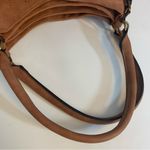 Cognac Brown Faux Leather Hobo Bag Laser Cut Laced Design Photo 6
