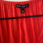 Cable & Gauge  Blood Orange Tie V Neck Blouse with Lace Trim Sleeves Large Photo 2