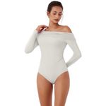 NWT Reoria Off White Long Sleeve Off The Shoulder Bodysuit Photo 2