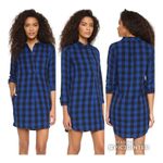 Madewell Jane Buffalo Check Plaid Shirtdress S Blue Black Button Down Photo 4