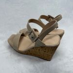 Marc Fisher Wedge Sandals Ankle Strap Cork Heels Beige Patent Leather 8.5 Photo 6