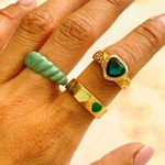 Boho Chic Cute Green Heart Ring Set Photo 0