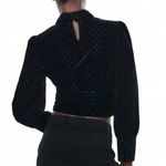 ZARA Black Velvet Gold Polka Dot Top – Party & Holiday Ready – Size M Photo 1