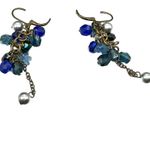 American Vintage Vintage Blue And Silver Dangle Earrings Hinged Clasp Photo 4