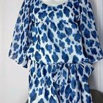 barney's new york Blue White Watercolor Polka Dot Spotted Blouse Top Size Small Photo 0