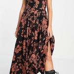 Free People The Perfect Sundress Dark Combo Floral Midi Dress Linen Blend Small Photo 0