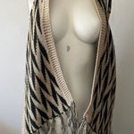 Daytrip  boho fringe Vest XXL Festival Western Rustic Country Ranch Barn Beige Photo 0