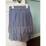Parker  Womens Lambert‎ Bow-Tie Striped Poplin Skirt 4 Blue White Ruffle Cotton Photo 3
