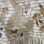 Johnny Was  embroidered floral striped long sleeve button up blouse tunic size M Photo 5