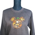 Fall Autumn embroidered Mickey shaped sweatshirt size medium NWOT Brown Photo 2