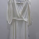 London Times  Dress Womens 10 Ivory Mini V Neck Wrap Belt Balloon Sleeve Photo 0