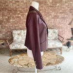 White House | Black Market WHBM Jacket NWT Faux Leather Double Breasted Windsor Wine Chic Glam Vegan Crop M Photo 12