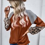 WAFFLE KNIT LEOPARD LONG SLEEVE BLOUSE TWIST KNOT Size undefined Photo 5