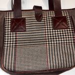 Ralph Lauren Vtg Brown Houndstooth Coated Canvas Leather Purse Photo 1