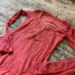 Free People  Pink Shell Stitch Lace Henley T-Shirt Size XS Photo 1