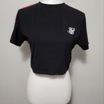 SikSilk Black Logo Stipe Cropped Short Sleeve Tee Size Large Photo 4