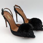 Aquazzura powder puff suade sling back heels EU 37 Black Size 6 Photo 0
